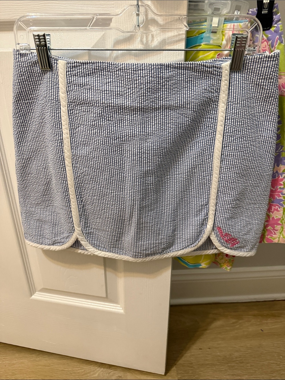 Lilly Pulitzer Blue and White Seersucker Mini Skort